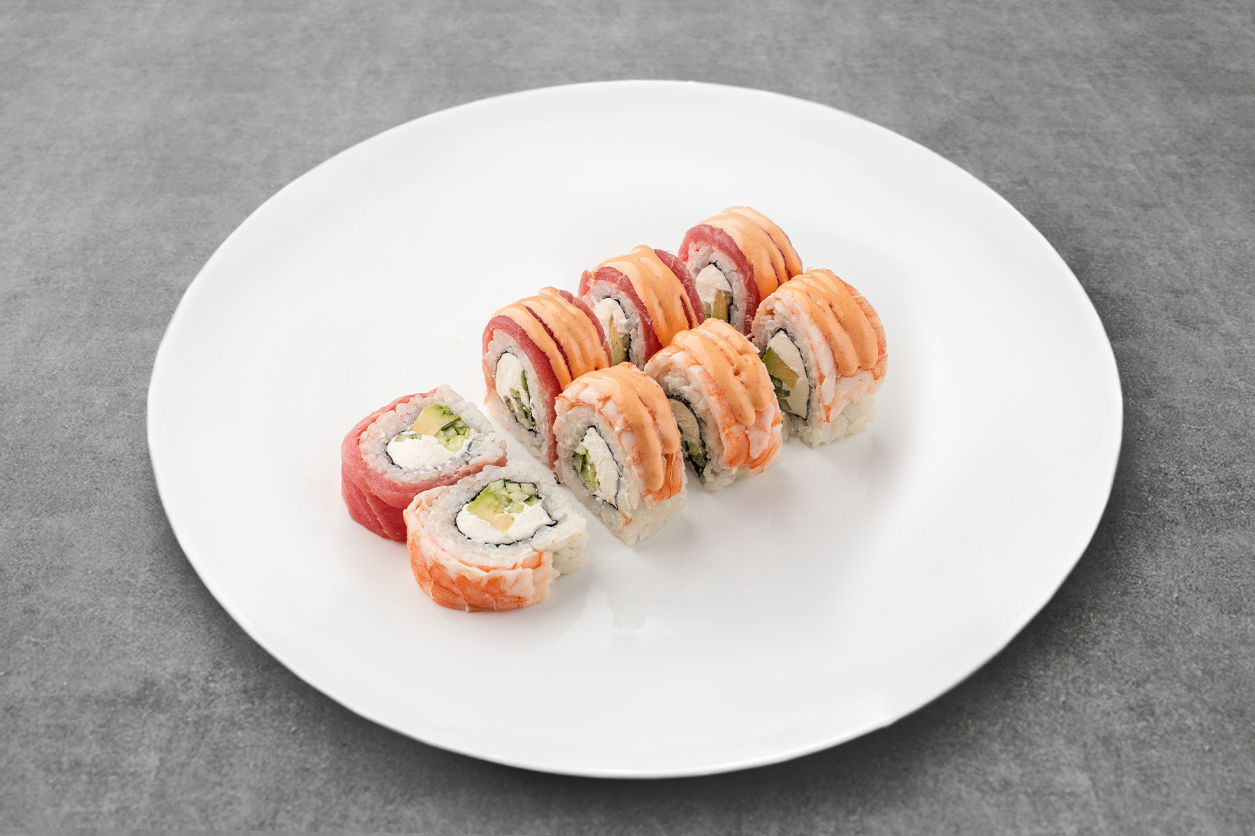 Philadelphia roll with shrimp and tuna photo