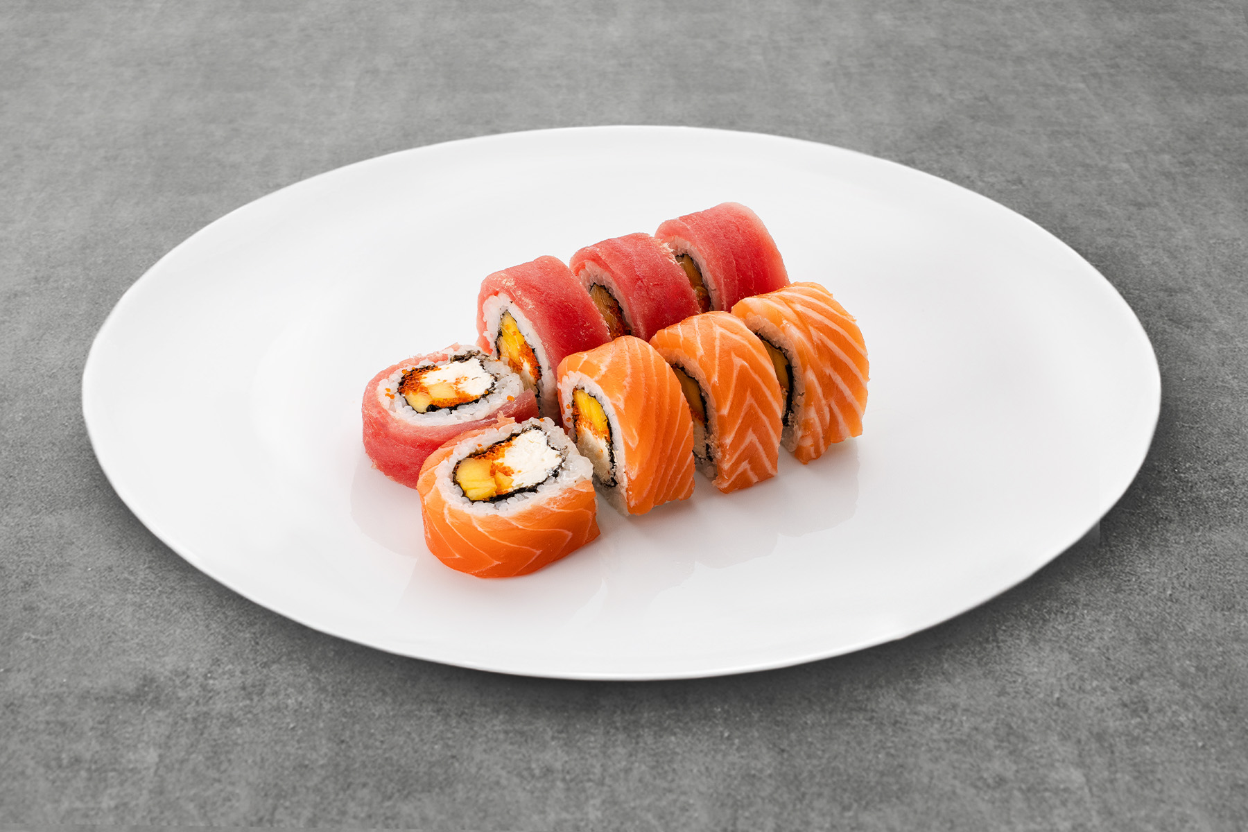 Rainbow Roll with Tuna and Salmon photo